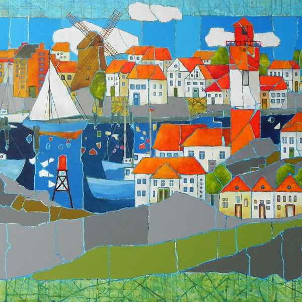 Nordische Hafenstadt Öl-Acryl auf Leinwand Gerd R. Kirsch