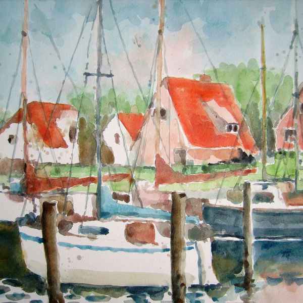 Hafen Orth/Fehmarn Aquarell Gerd R. Kirsch
